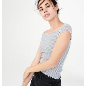 Aeropostale Striped Lettuce Trim Off the Shoulder